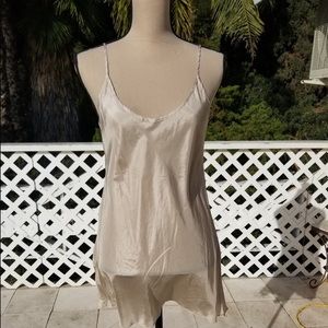 Silk champagne slip with adjustable straps